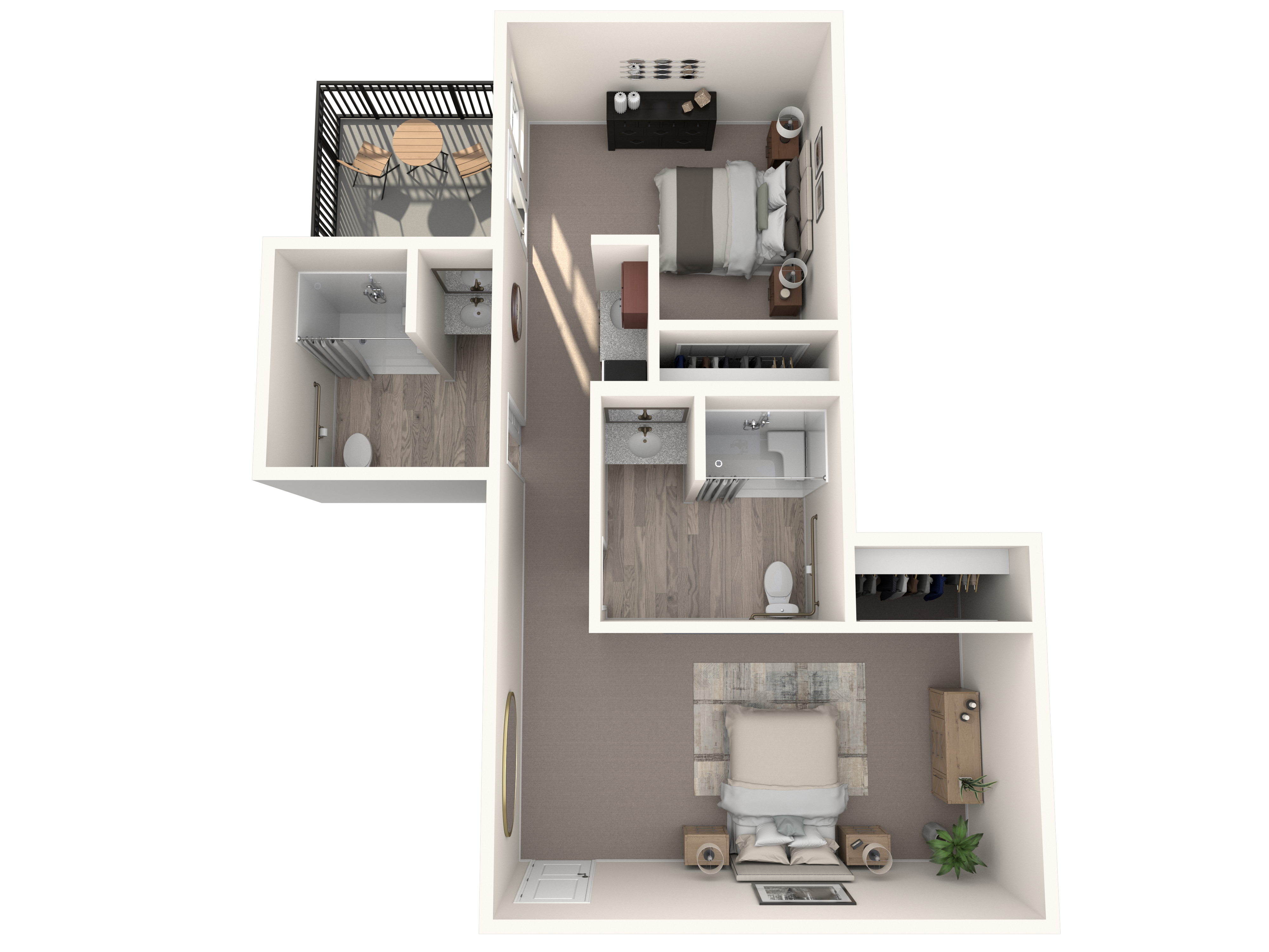 2 Bed, 2 Bath Floor Plan