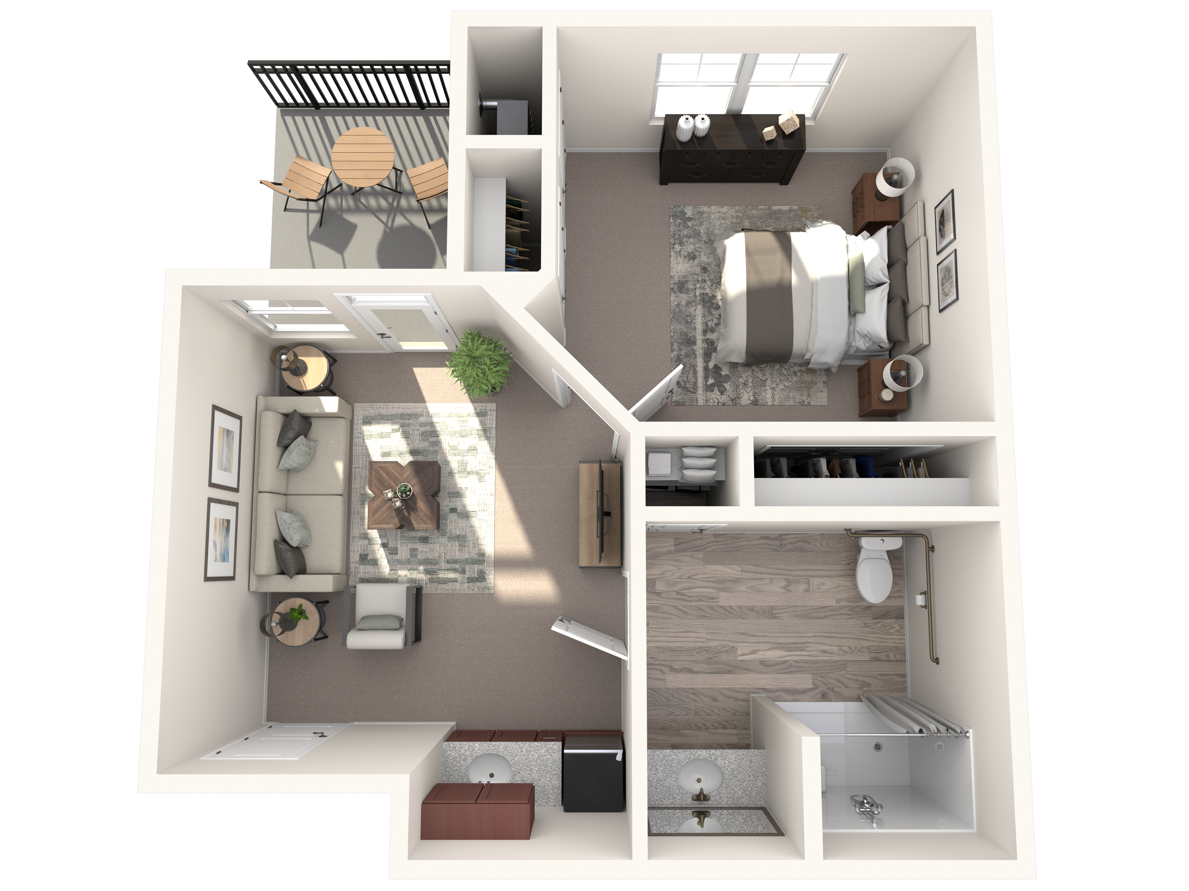 1 Bed, 1 Bath Floor Plan