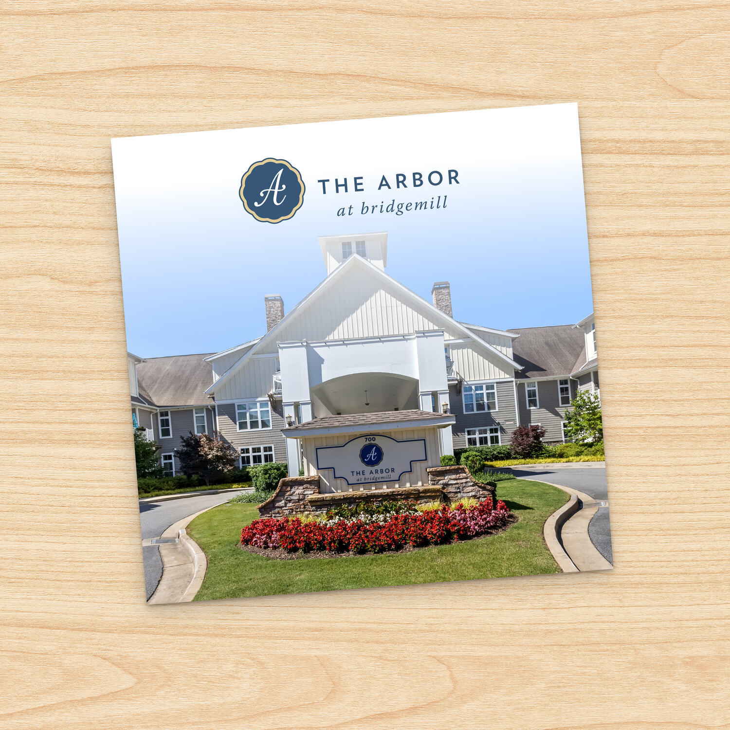 The cover image for The Arbor at BridgeMill community brochure.