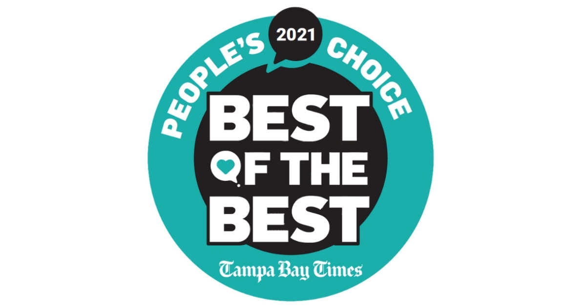 Tampa Bay Times Best of the Best People's Choice 2021 Award Badge,  recognizing top-rated senior living in Tampa, FL.