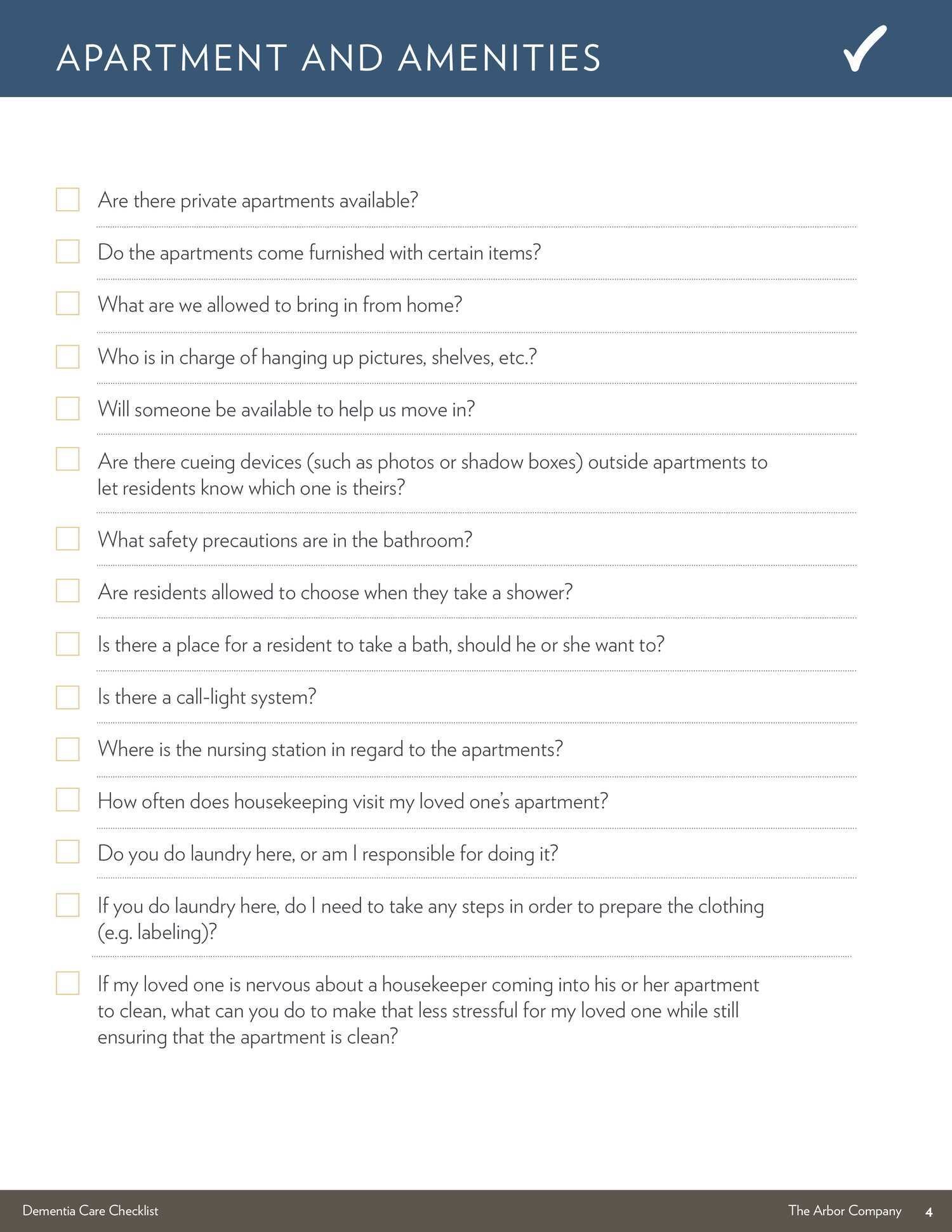 Dementia Care Checklist 4