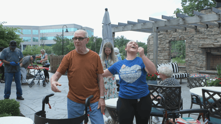 residents having a patio party