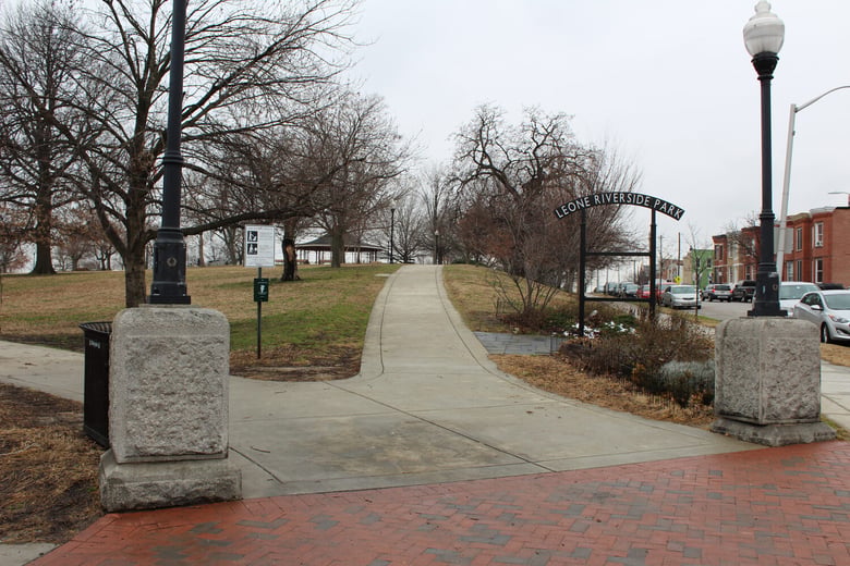 A tree-lined street in the Hyattsville, Cheverly, and Riverdale Park area, neighboring communities with close ties to this senior living community near Hyattsville, MD.
