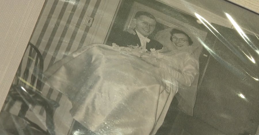 a vintage photo of a couple who just got married