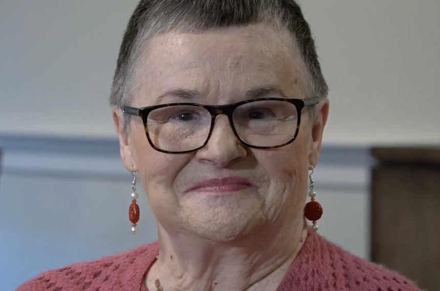 Closeup of Arbor Terrace resident, Lonna, smiling