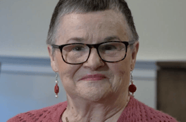 Closeup of Arbor Terrace resident, Lonna, smiling