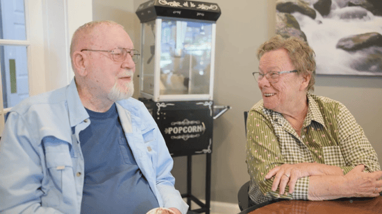 knoxville - a senior couple sitting and smiling together