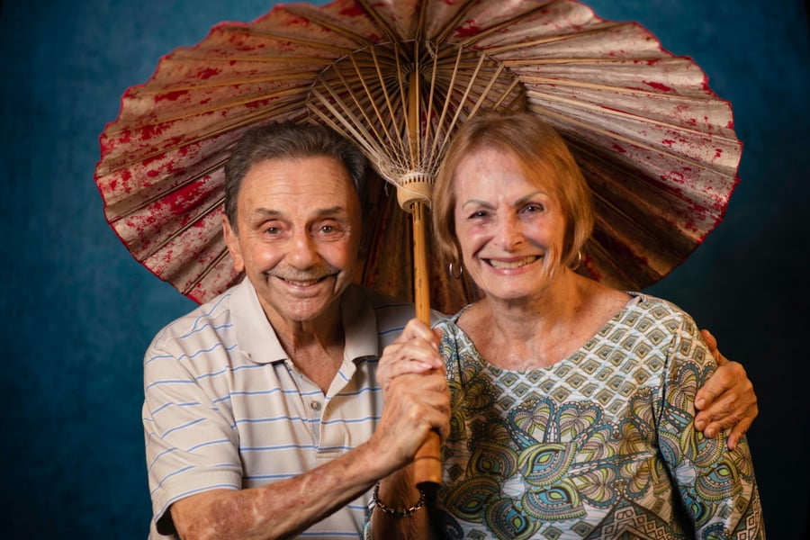 a senior couple in a photo shoot
