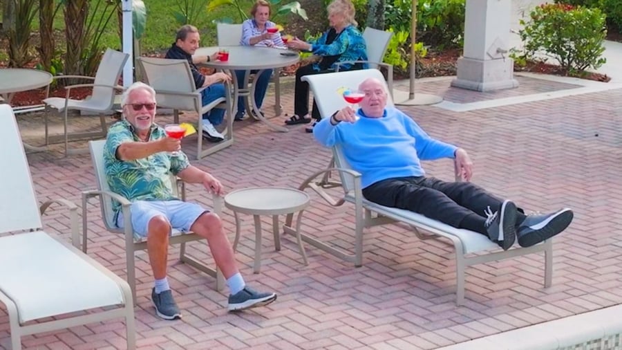 senior men enjoying the outdoor area