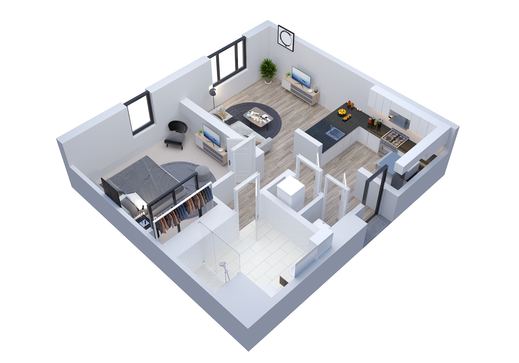 Foxtail One Bed One Bath 578 - 713 sqft Floor Plan