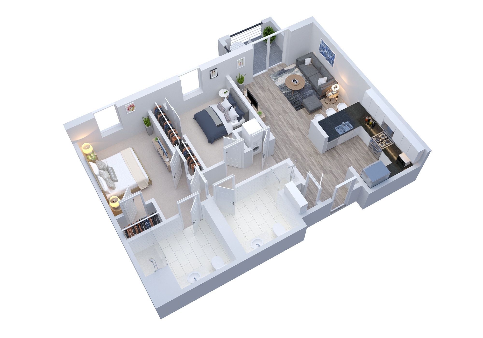 Royal Two Bed Two Bath 948 - 1194 Floor Plan