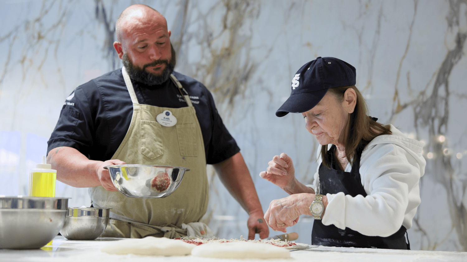 Arbor Terrace Marlton resident and staff cooking lesson