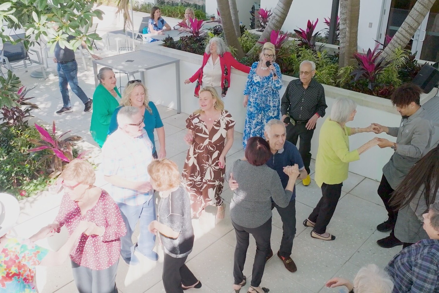 A party for senior living residents at Mirabelle Senior Living in South Miami, FL.