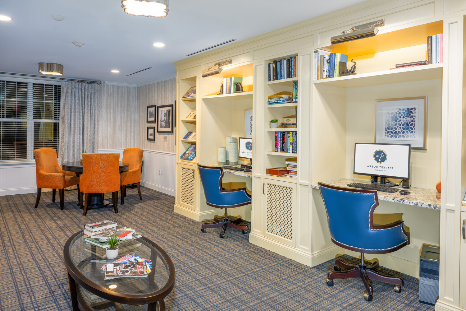 computer and activity room in Arbor Terrace Monmouth with two computers
