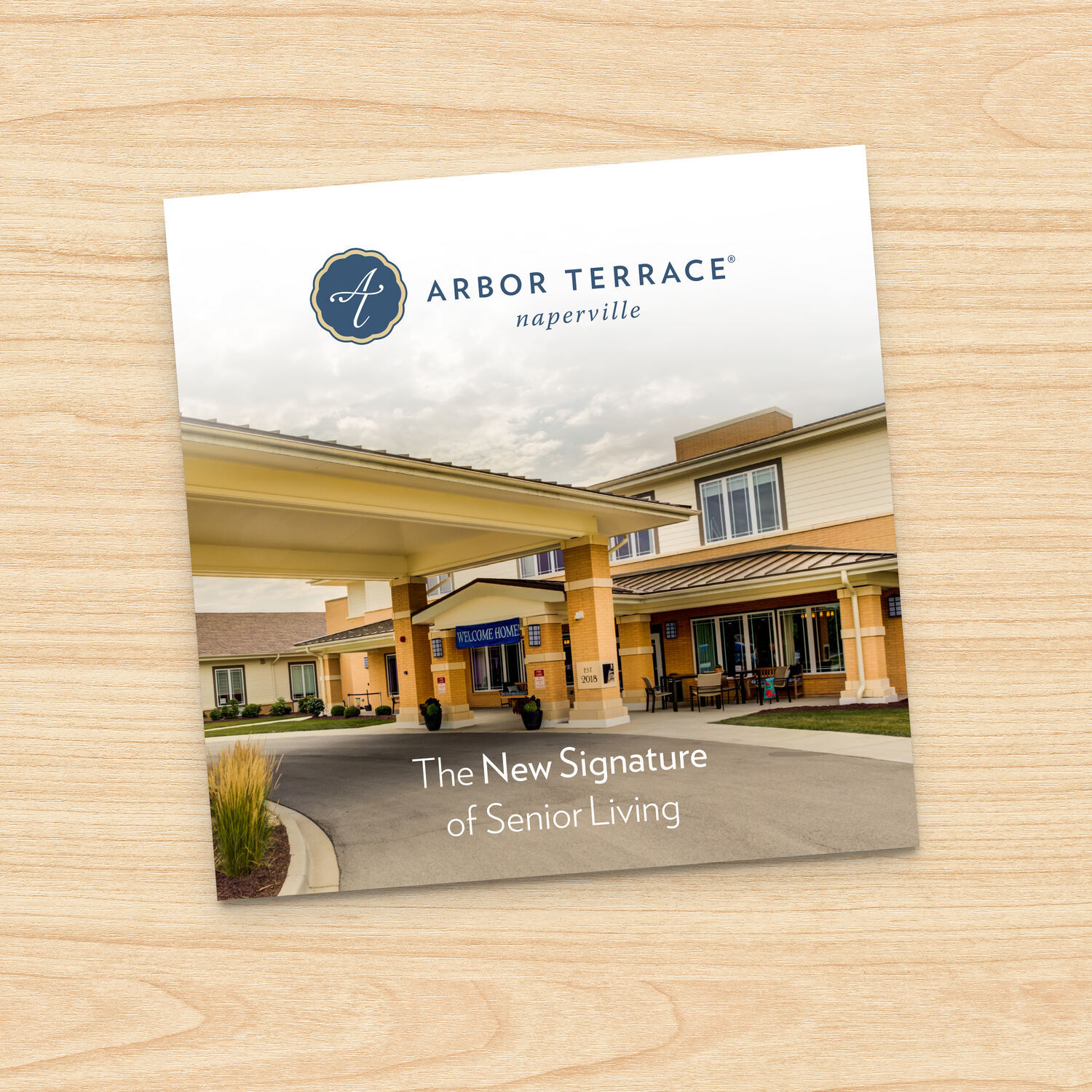 The cover image for the community brochure of Arbor Terrace Naperville.