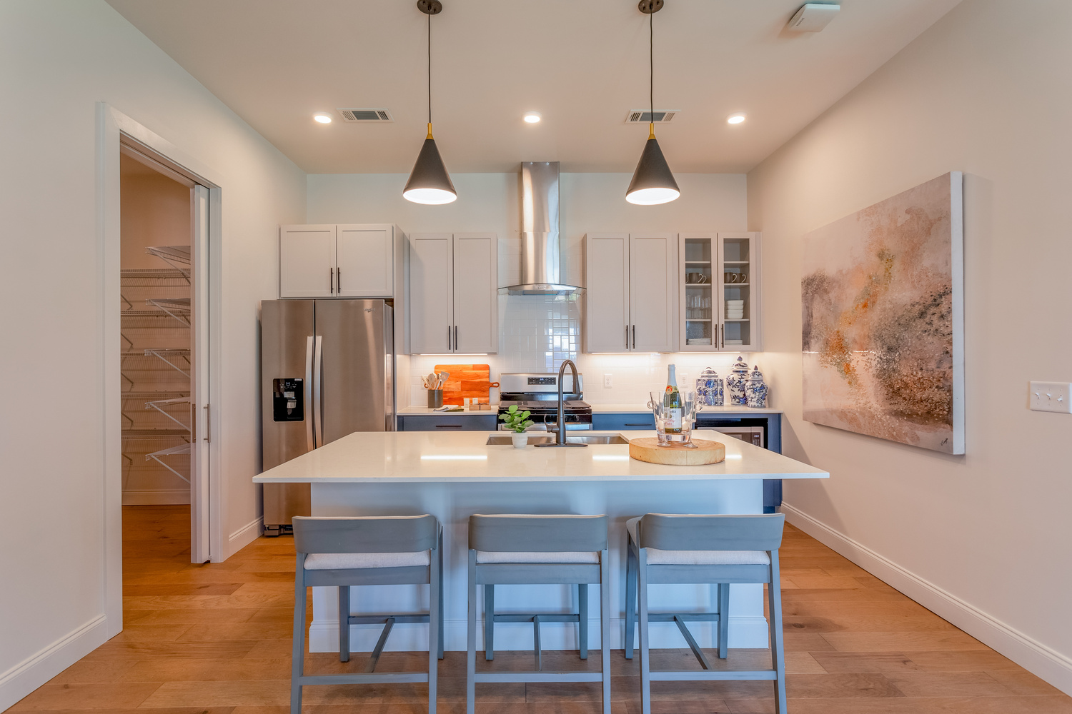 Opus East Memphis apartment with a full kitchen and open layout.