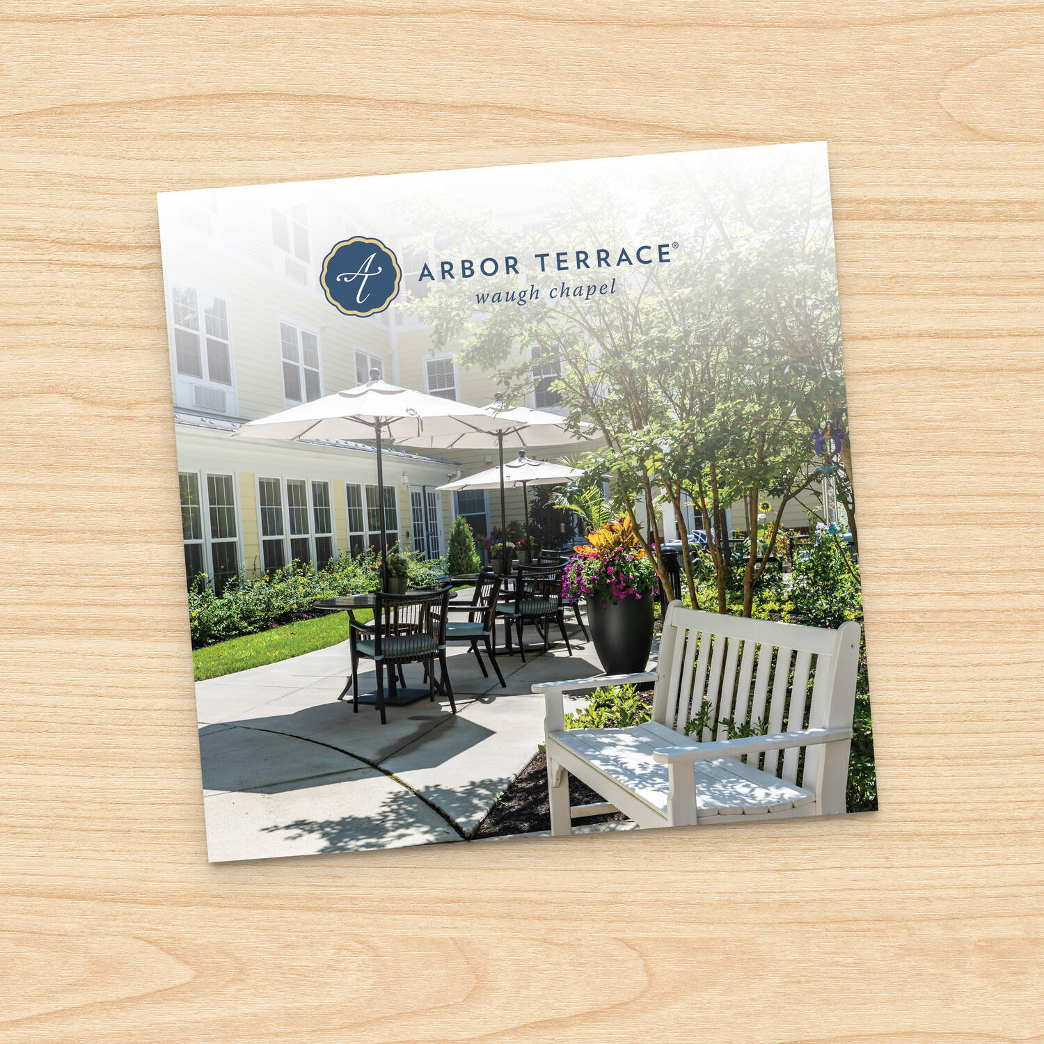The cover image for the community brochure for Arbor Terrace Waugh Chapel.