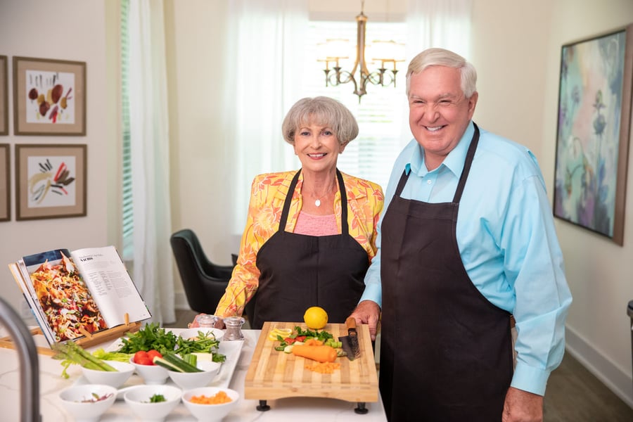 Arbor Terrace Marlton resident couple cooking