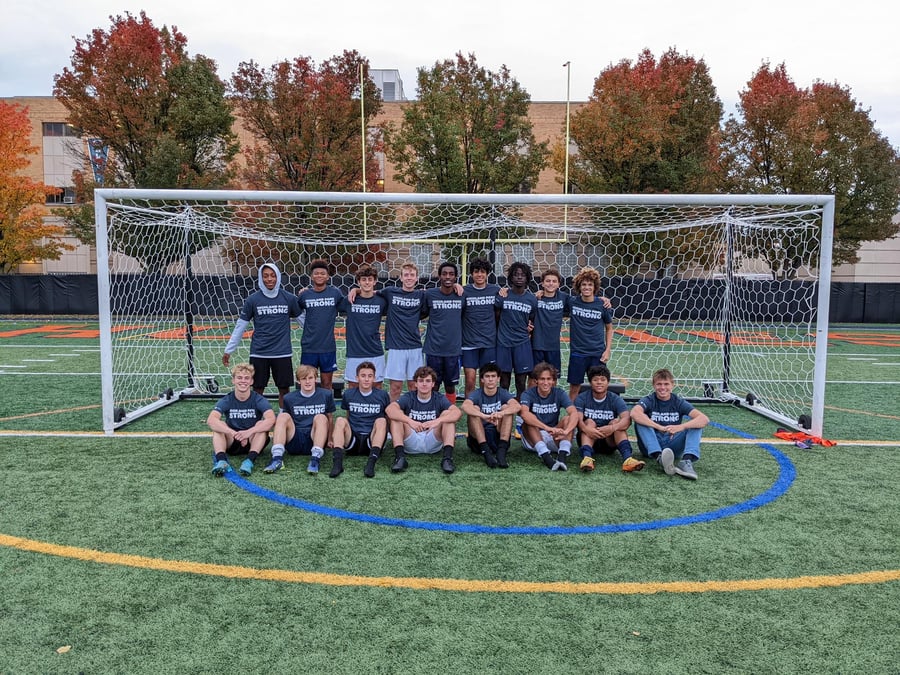A youth soccer team wearing 