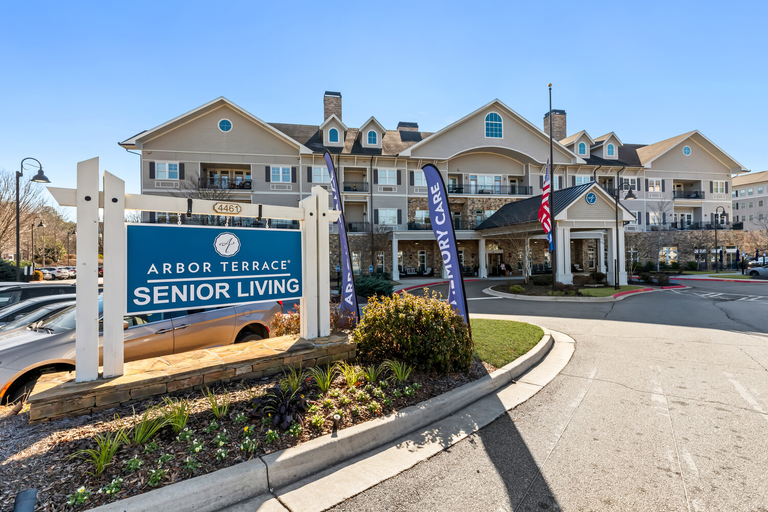 Arbor Terrace Acworth sign with with the building in the background
