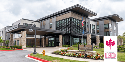 the exterior of the community building