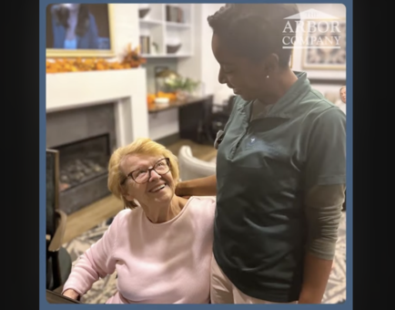 Basking Ridge Resident and Staff member smiling