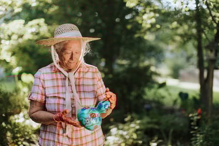 a senior lady gardening