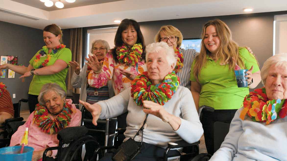 Basking Ridge residents and staff at an event 