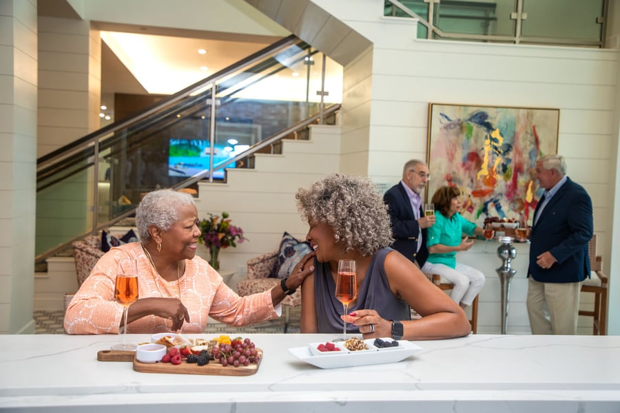 two senior ladies at the bar