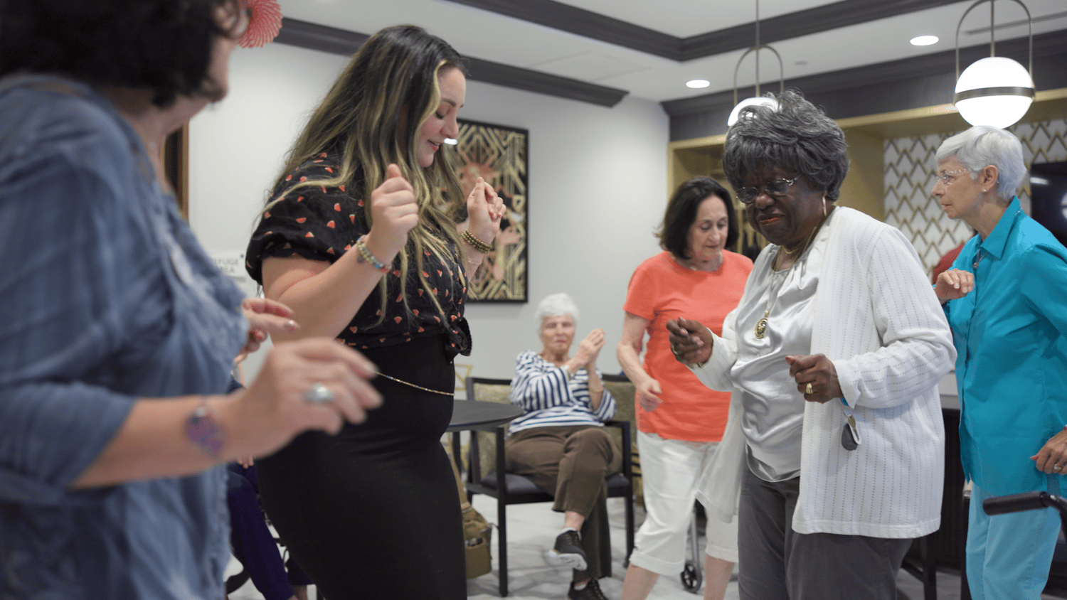 Arbor Terrace Marlton resident dancing