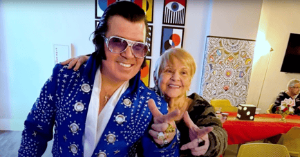 Resident Woman at Mirabelle with an Elvis Impersonator 