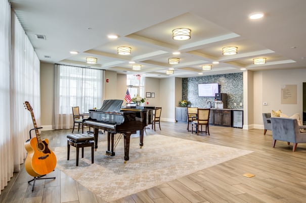 Arbor Terrace Hamilton Mill Lobby Area with a Grand Piano