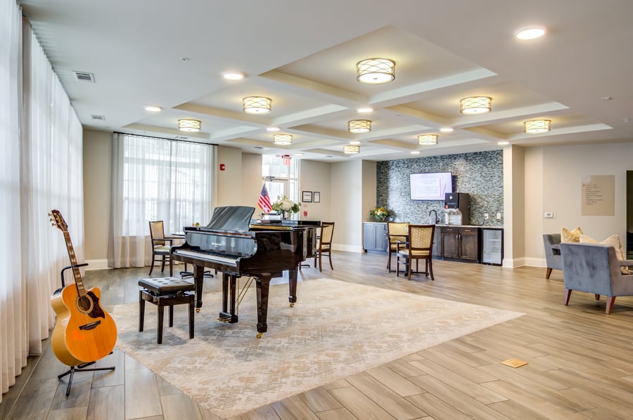 Arbor Terrace Hamilton Mill Lobby Area with a Grand Piano