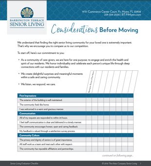Fort Myers - Evaluating Senior Living Options Checklist - Cover-1
