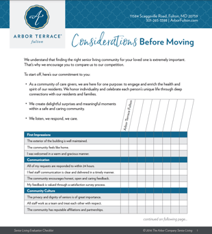 Fulton - Evaluating Senior Living Options Checklist - Cover