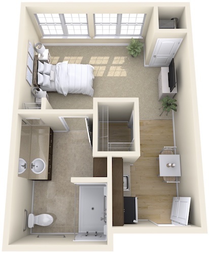 Studio, 1 Bath floor plan