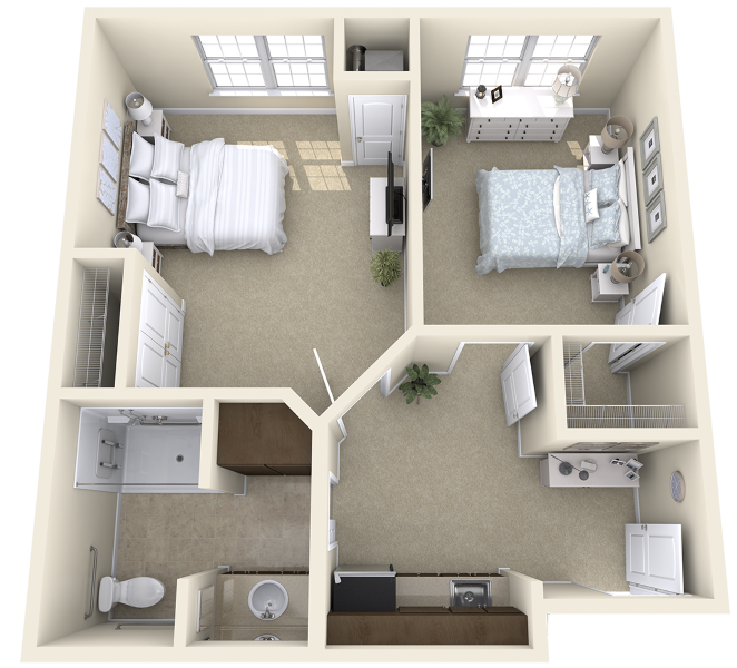 Shared Two Bedroom floor plan