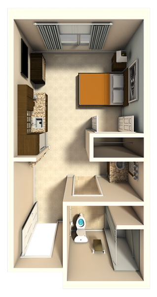 Assisted Living Studio, 1 Bath Floor Plan
