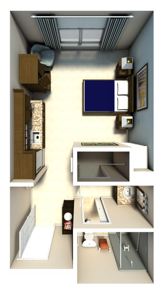 Assisted Living Studio, 1 Bath Floor Plan