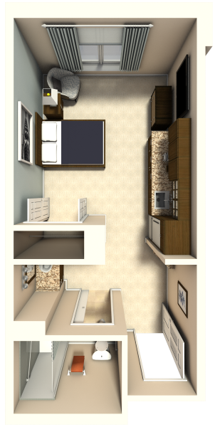 Bridges Neighborhood Studio, 1 Bath Floor Plan
