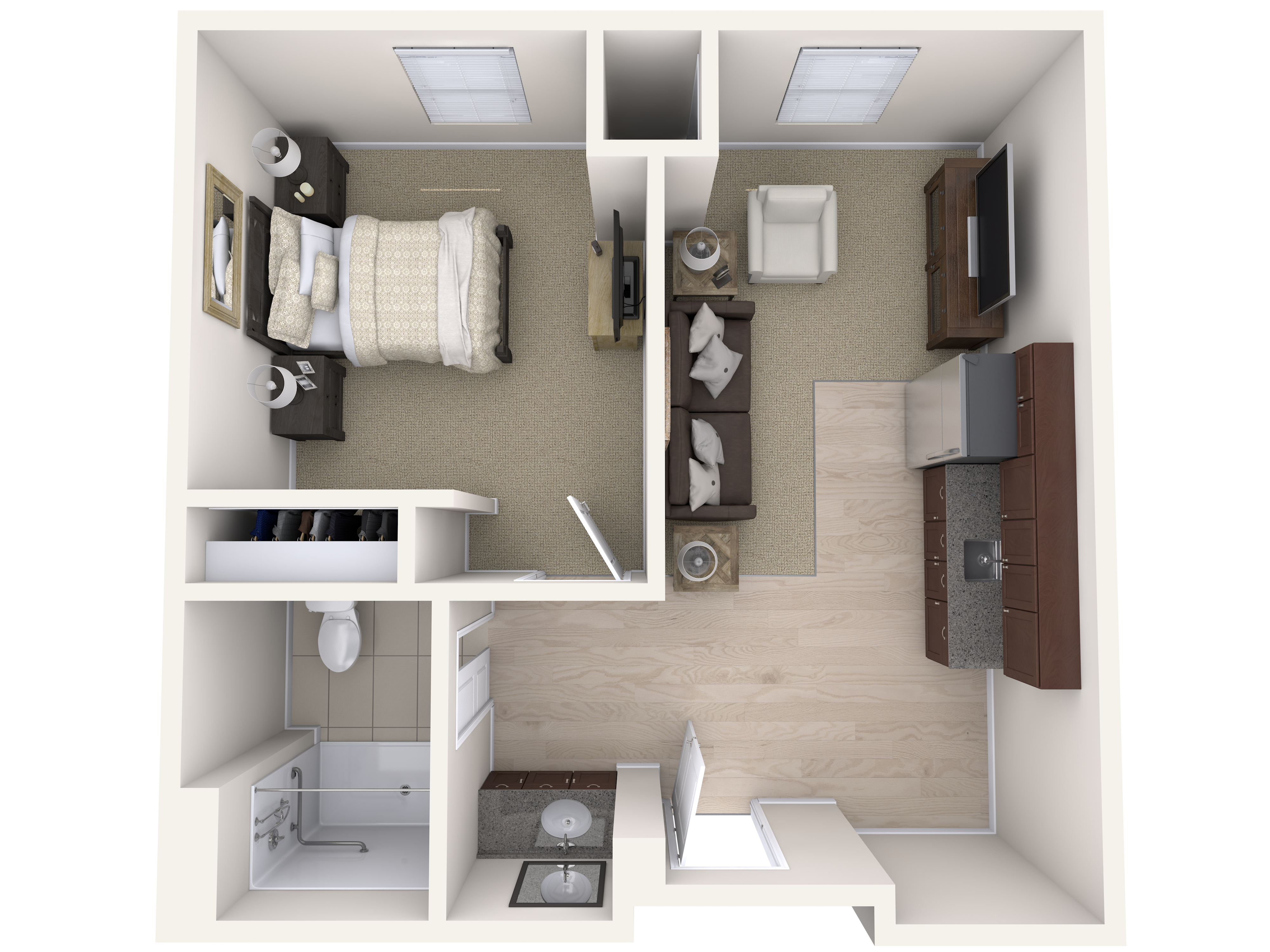 1 Bedroom, 1 Bath Floor Plan