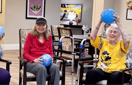 Arbor Terrace Hamilton Mill Residents in a fitness class