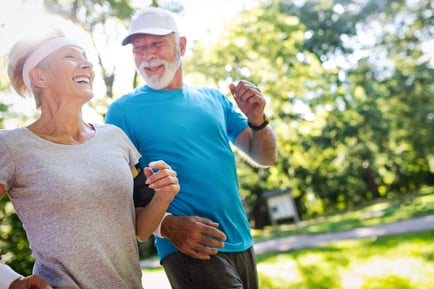 Arbor Terrace Hamilton Mill Residents running outside
