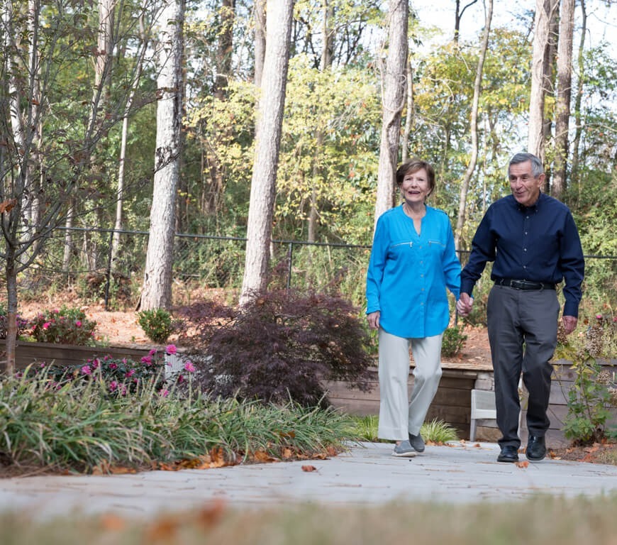 Senior couple enjoying an outdoor walk