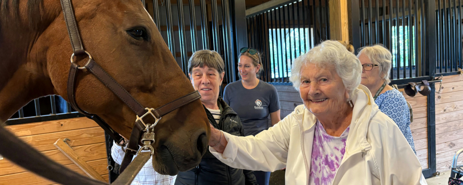 A senior lady with a horse