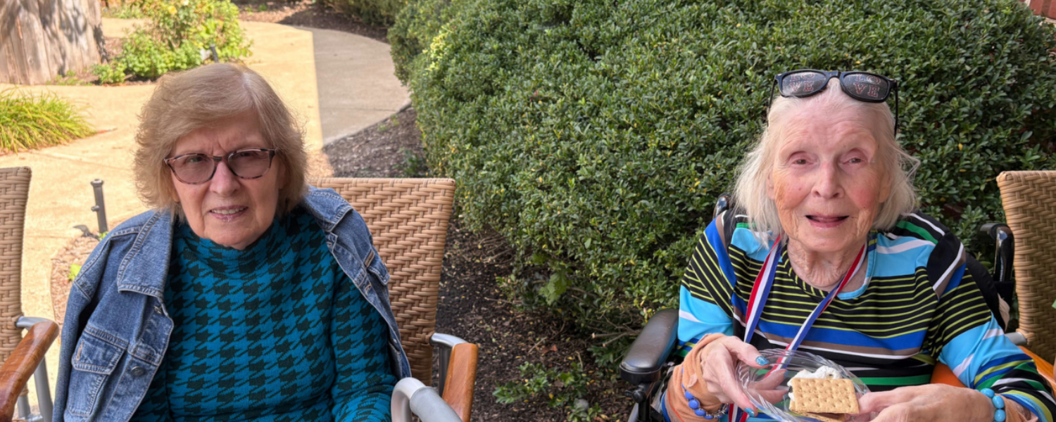 Virginia - two seniors on the patio