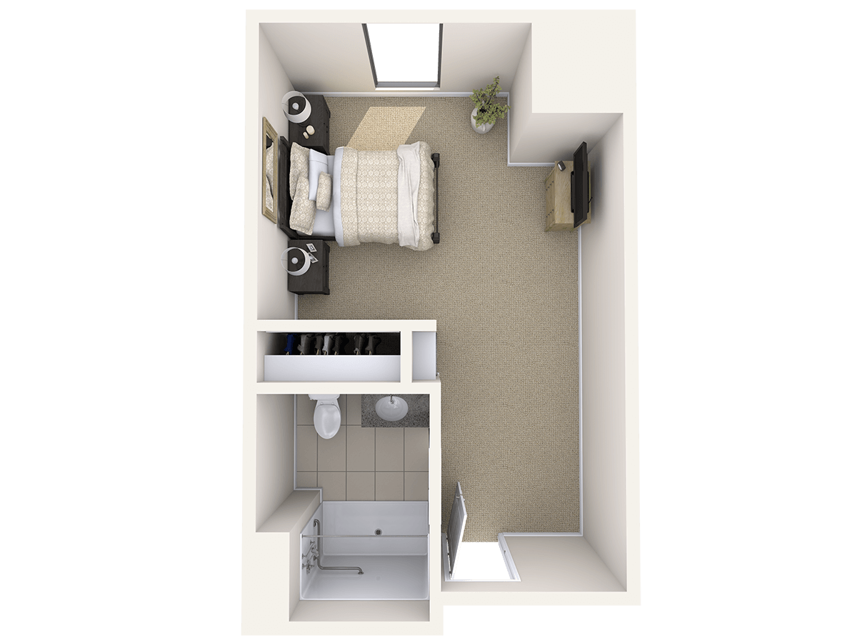 Studio, 1 Bath Floor Plan