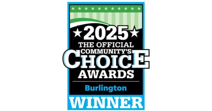 The 2025 Community Choice Awards Burlington Winner badge, proudly earned by Arbor Terrace for offering the best memory care Mount Laurel NJ has to offer.