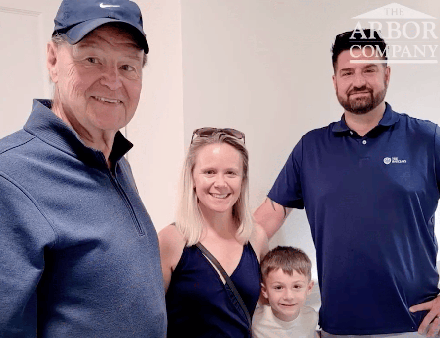 a senior man with his family