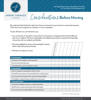 Roseland - Evaluating Senior Living Options Checklist - Cover